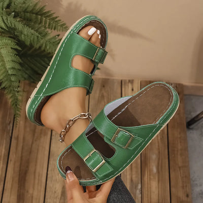 Double Buckle Platform Sandals