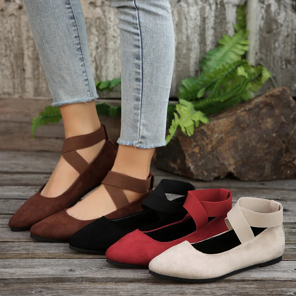 Crisscross Point Toe Flat Slip-Ons