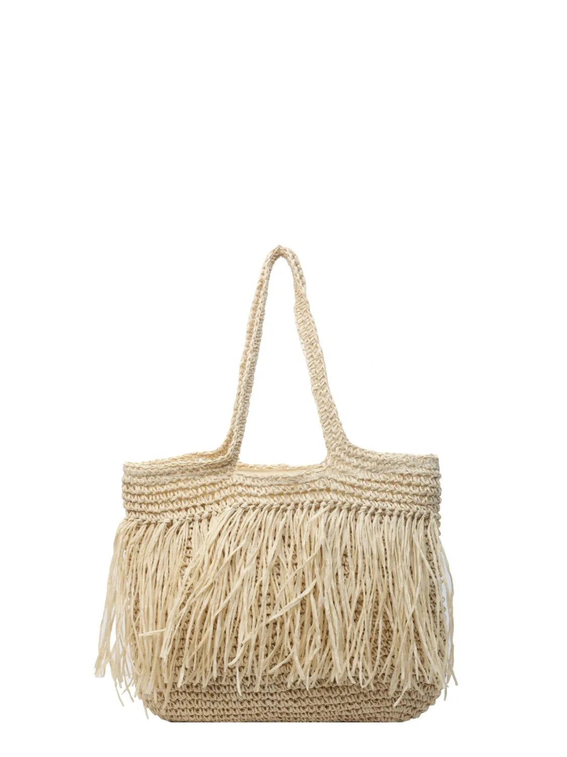 Bohemian Straw Fringe Hobo Handbag