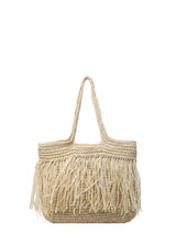 Bohemian Straw Fringe Hobo Handbag