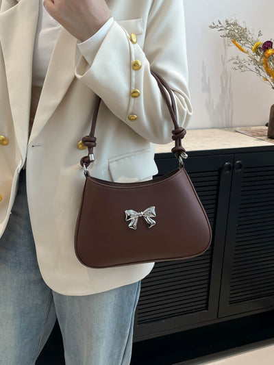 Chic Bow PU Leather Knotted Strap Handbag for Any Occasion