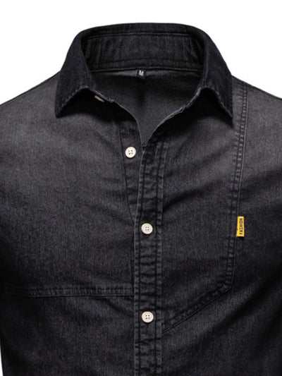 Men's Button Down Collared Neck Denim Shirt for Style
