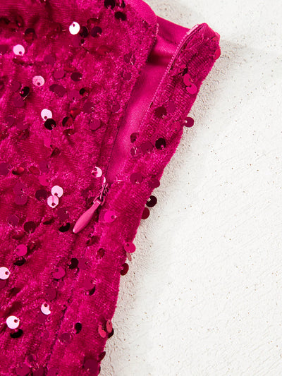 Sequin One-Shoulder Dress with High Slit