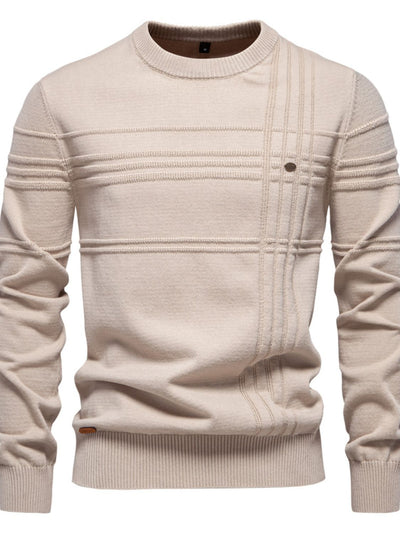 Men's Round Neck Striped Sweater for Stylish Comfort