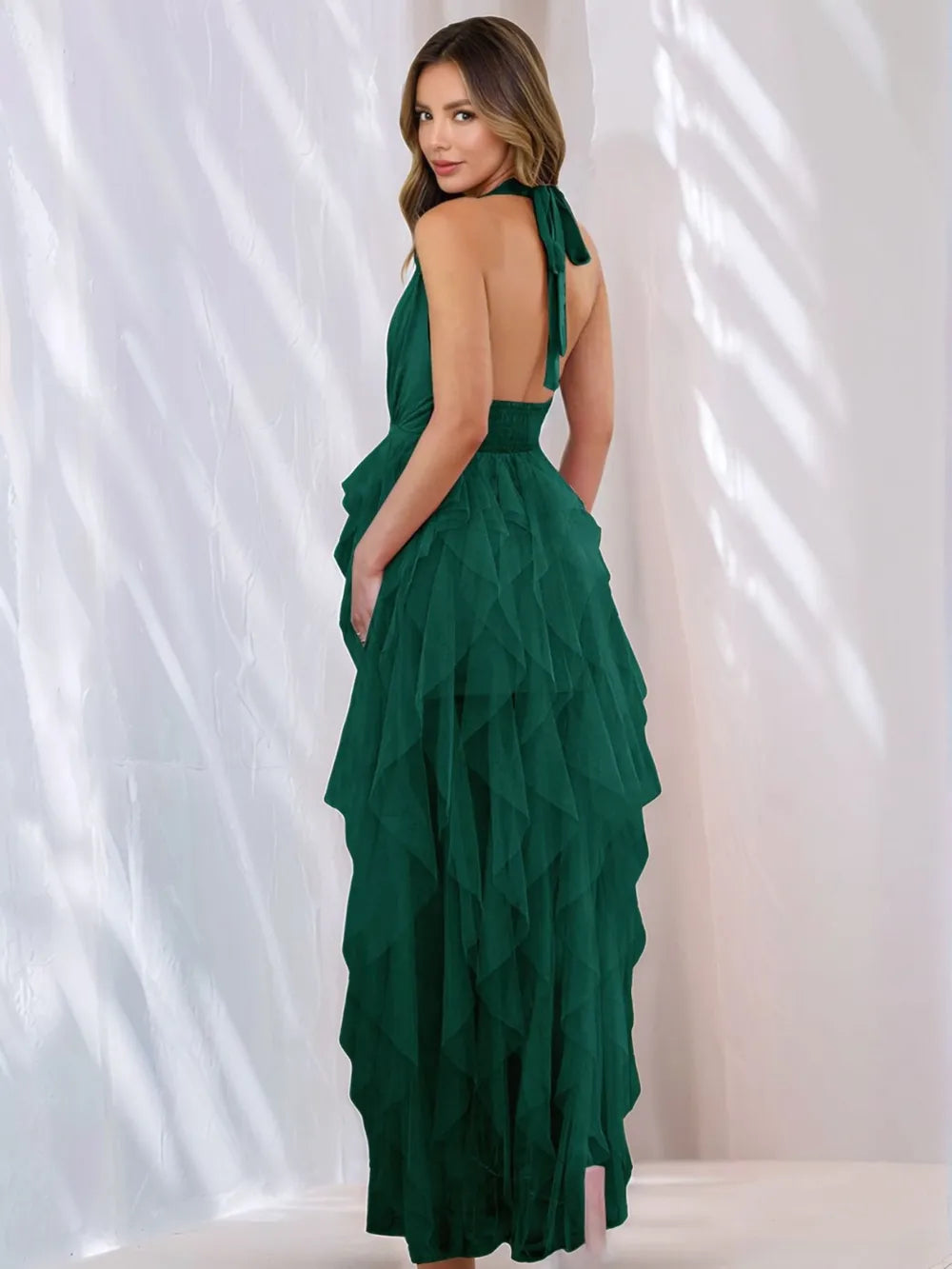 Halter Neck Irregular Mesh Dress