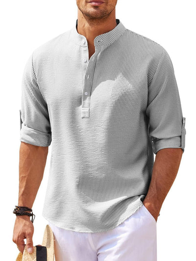 Men's Full Size Half Button Long Sleeve Shirt Plus Size Fashion