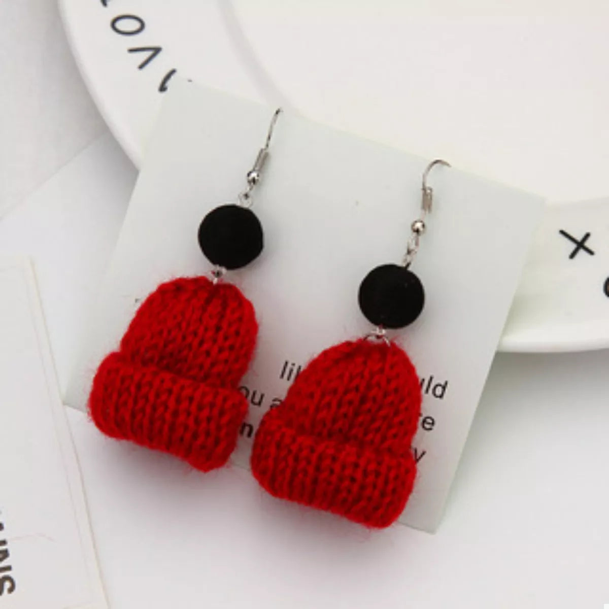 Christmas Knitted Beanie Earrings