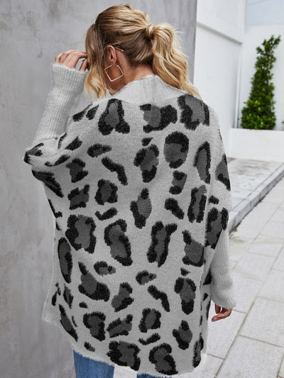 Cozy Angel Wings Leopard Print Fuzzy Cardigan