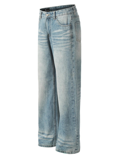 Men's High-Waist Wide Leg Vintage Wash Jeans