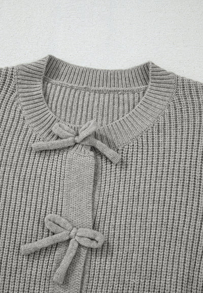 Chic Bow Round Neck Cardigan - Cozy, Elegant & Versatile Style