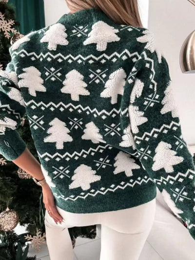 Christmas Tree Pattern Long Sleeve Sweater