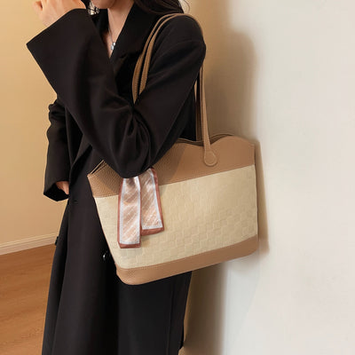 Stylish PU Leather Tied Contrast Tote Bag for Every Occasion