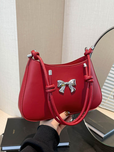 Chic Bow PU Leather Knotted Strap Handbag for Any Occasion