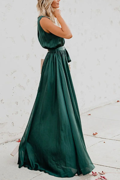 Surplice Tie Waist Maxi Dress