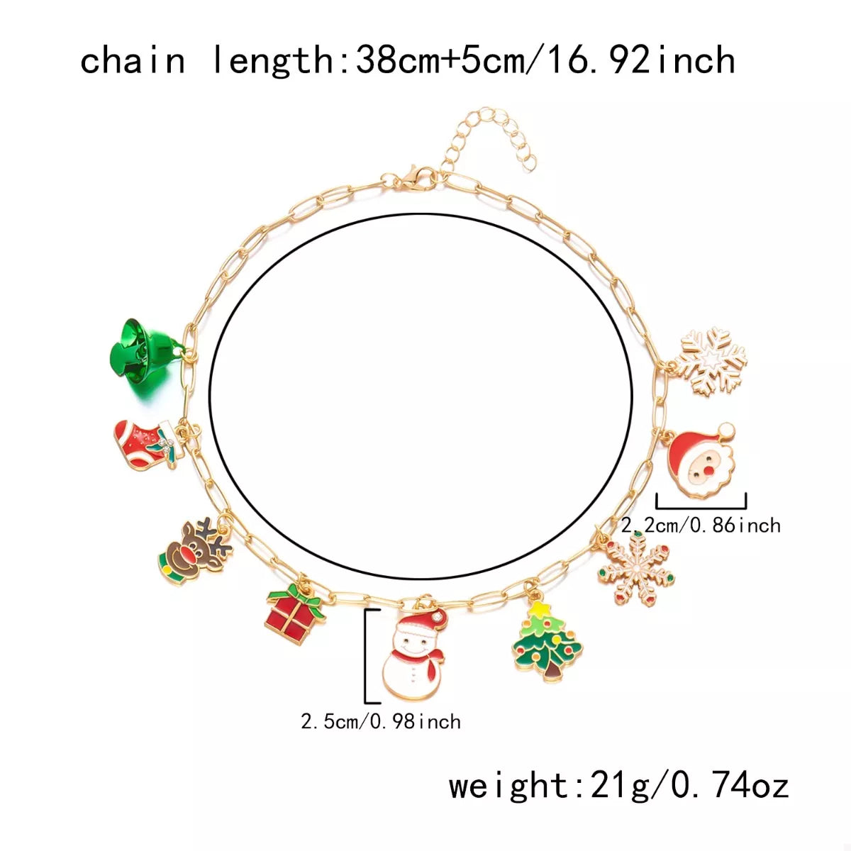 18K Gold-Plated Resin Christmas Theme Necklace