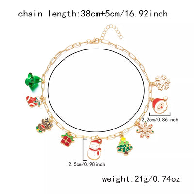 18K Gold-Plated Resin Christmas Theme Necklace