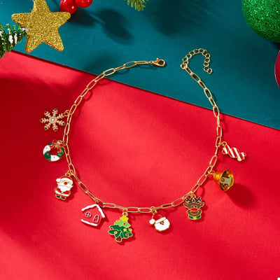 18K Gold-Plated Christmas Charm Necklace