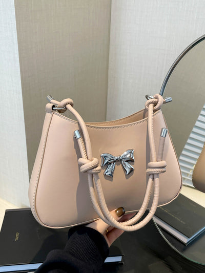 Chic Bow PU Leather Knotted Strap Handbag for Any Occasion