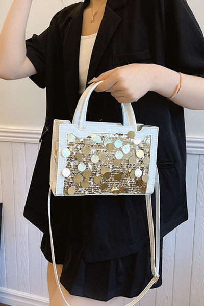 Stylish PU Leather Sequin Handbag for Fashionable Women