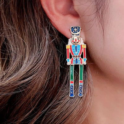 Christmas 18K Gold-Plated Nutcracker Soldier Earrings