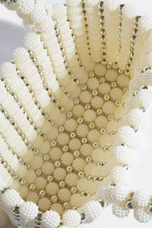 Fame Metallic and Pearl Cluster Beaded Handbag