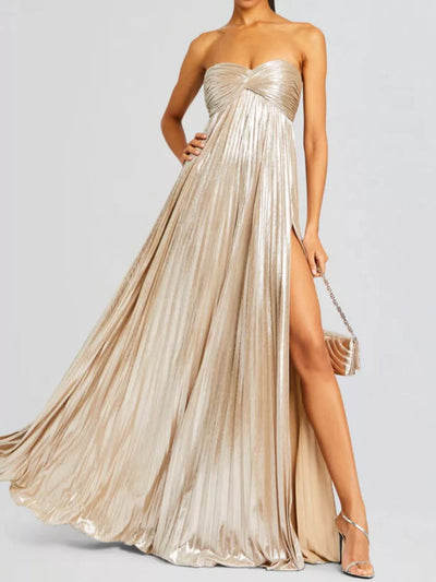 Split Sweetheart Neck Tube Maxi Dress