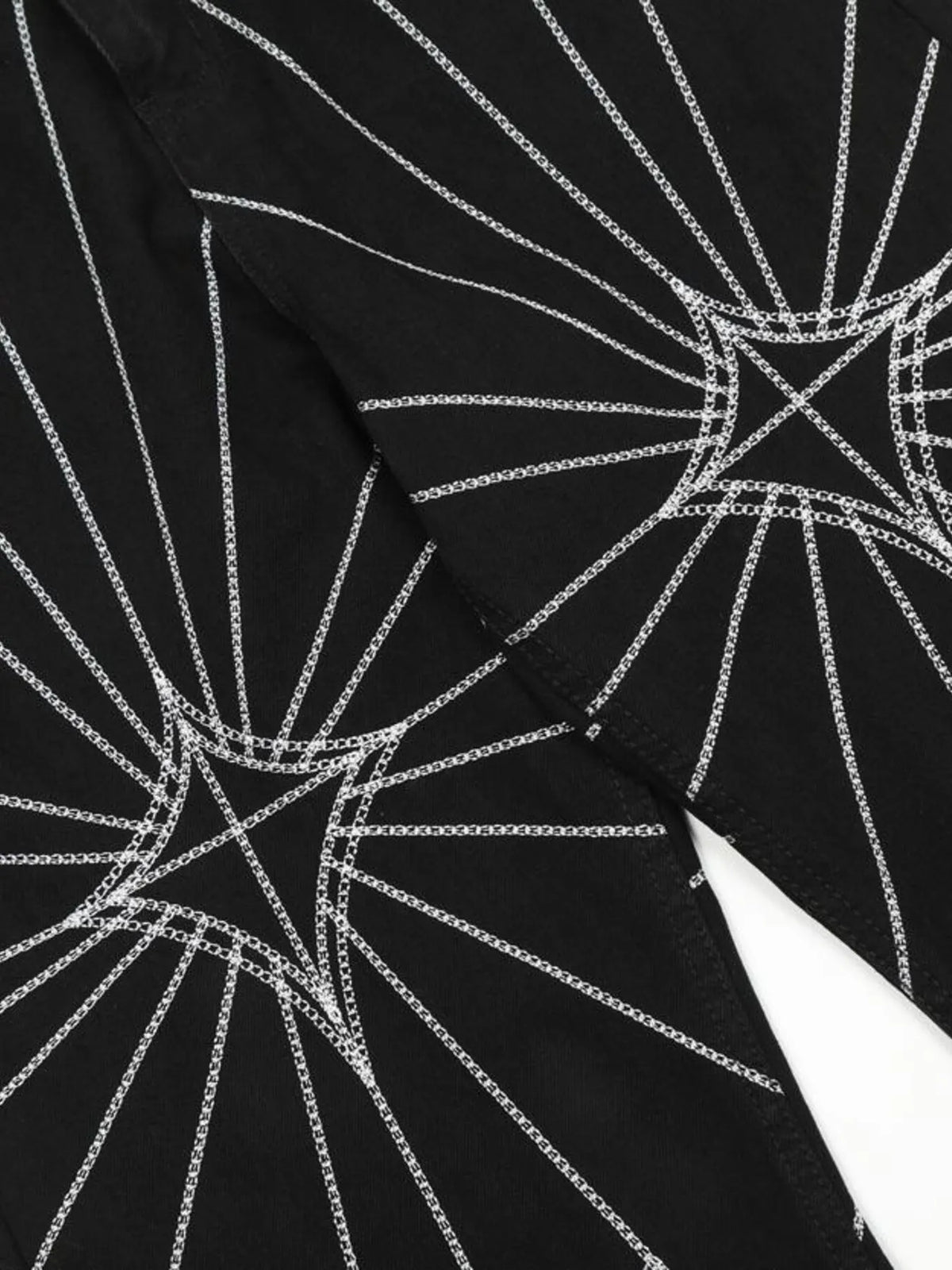 Men's Spider Web Embroidered Flared Jeans