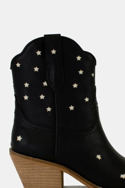 Women's Fashion Faux Leather Star Cutout Pointed Toe Boots