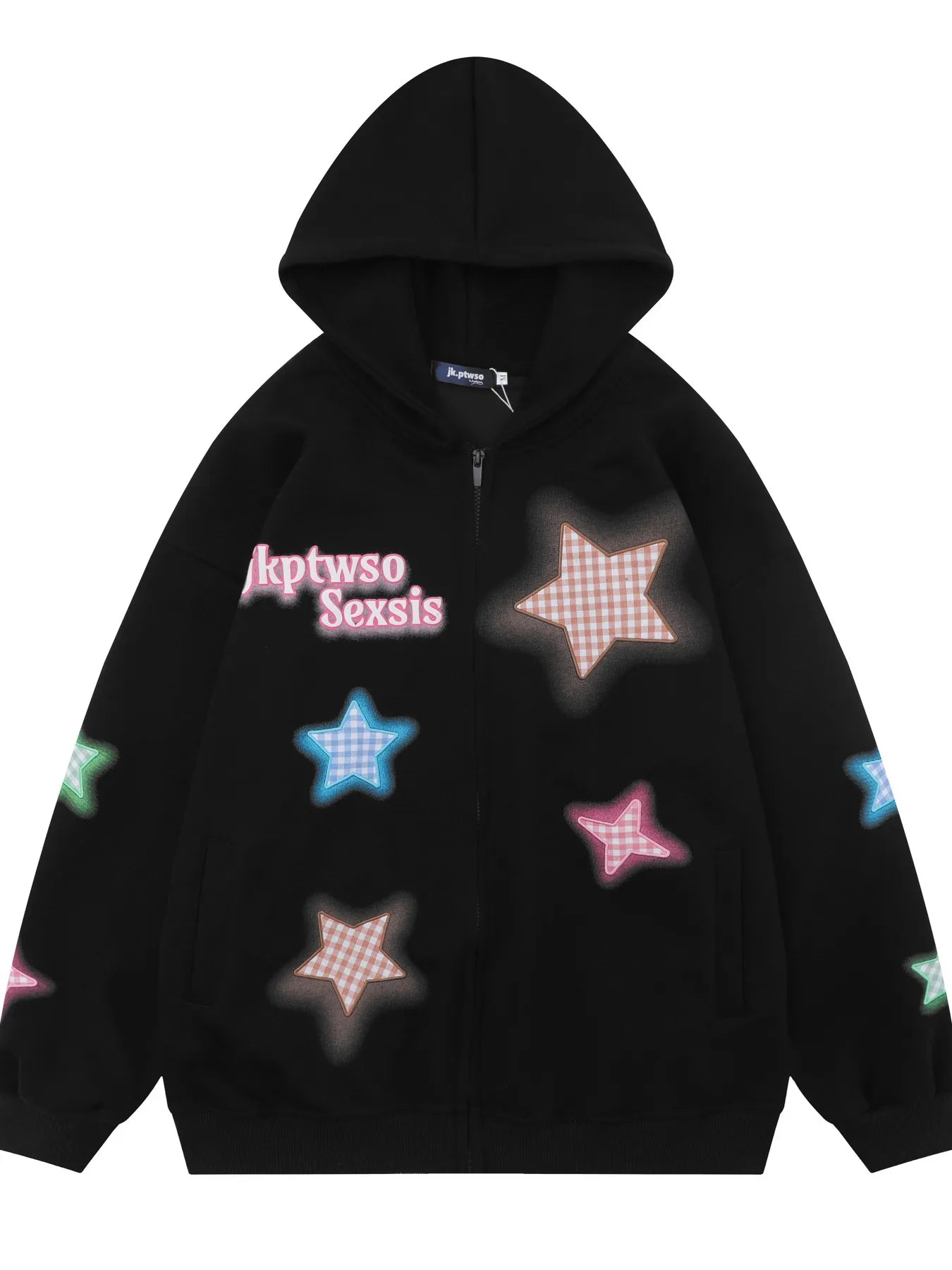 Men's Star Zip Up Long Sleeve Hoodie
