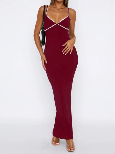 Lace Detail Slim Fit Bodycon Maxi Dress