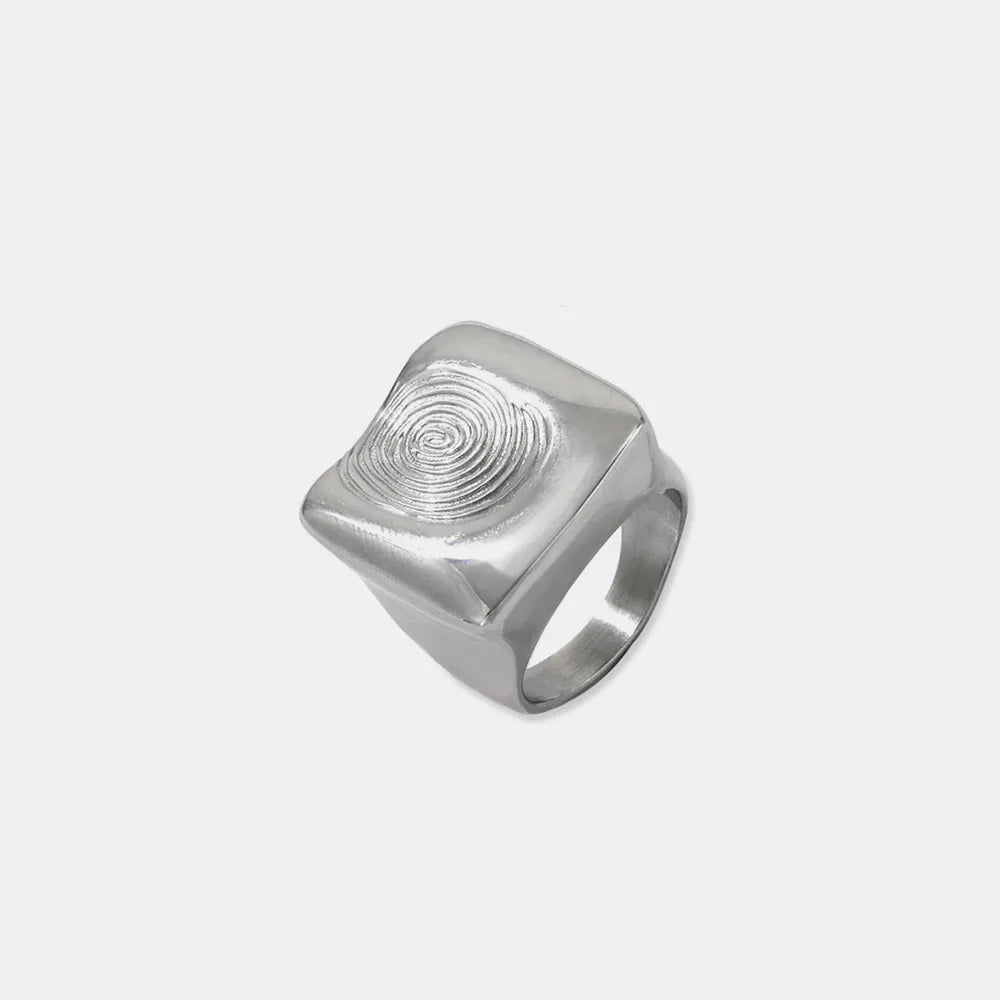 Époque™ Titanium Steel Fingerprint Signet Ring – Gold & Silver