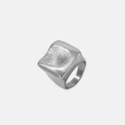 Époque™ Titanium Steel Fingerprint Signet Ring – Gold & Silver