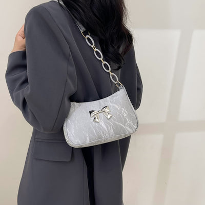 Chic Bow PU Leather Shoulder Bag for Stylish Women