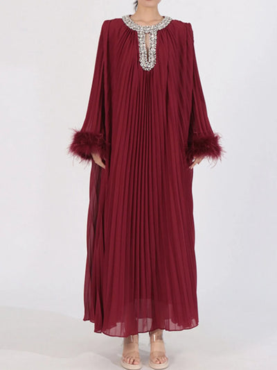 Rhinestone Long Sleeve Maxi Dress