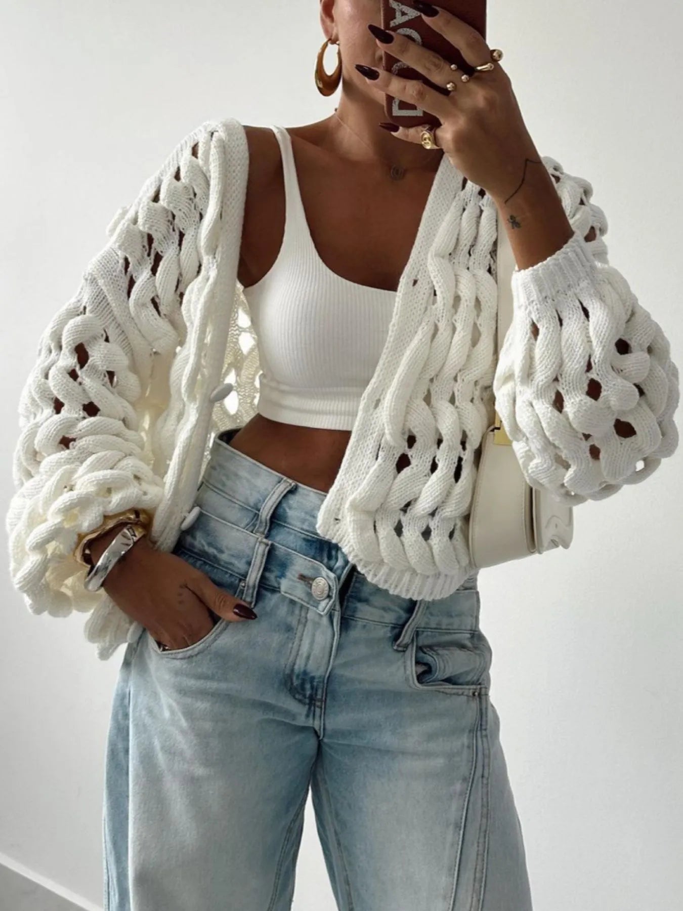 Crochet Button Up Cardigan