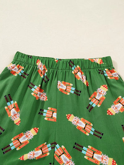 Christmas Nutcracker Button Up Top and Shorts Lounge Set