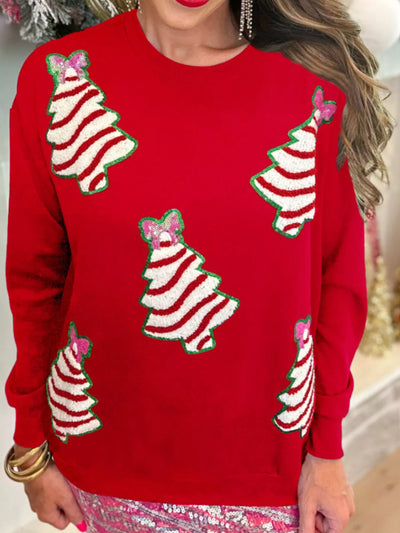 Christmas Tree Sequin Long Sleeve Sweatshirt