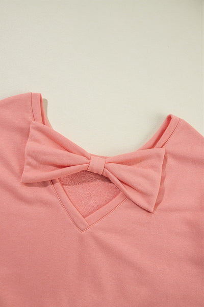 Chic Bow Round Neck Sweatshirt - Soft, Casual, and Versatile