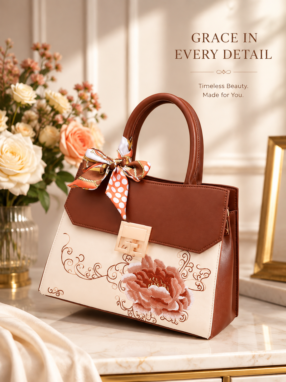 Floral Top Handle Handbag