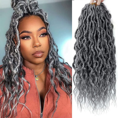 Sambraid Faux Locs Crochet Hair Wavy Goddess Locs Crochet Braids Curly