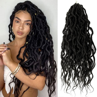 Sambraid Faux Locs Crochet Hair Wavy Goddess Locs Crochet Braids Curly