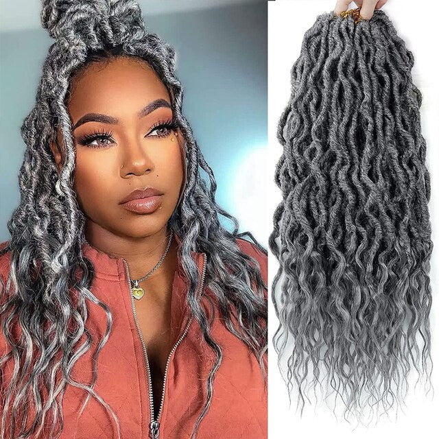 Sambraid Faux Locs Crochet Hair Wavy Goddess Locs Crochet Braids Curly