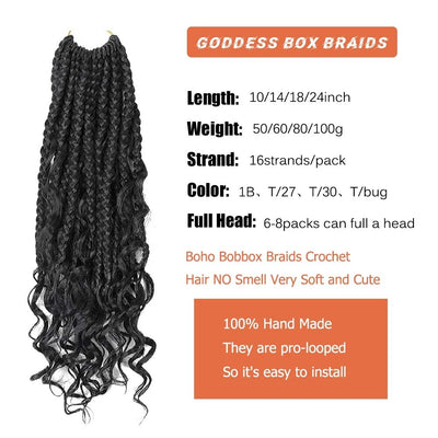 Sambraid Goddess Box Braid Crochet Hair Natural Black Curly End