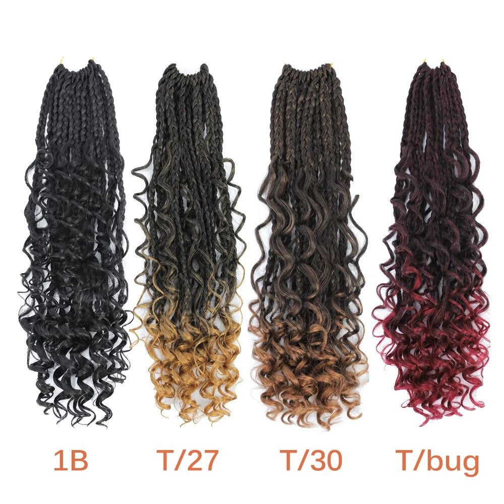 Sambraid Goddess Box Braid Crochet Hair Natural Black Curly End