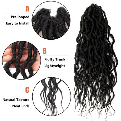 Sambraid Faux Locs Crochet Hair Wavy Goddess Locs Crochet Braids Curly