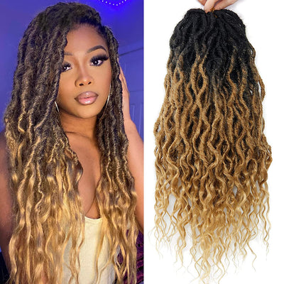 Sambraid Faux Locs Crochet Hair Wavy Goddess Locs Crochet Braids Curly
