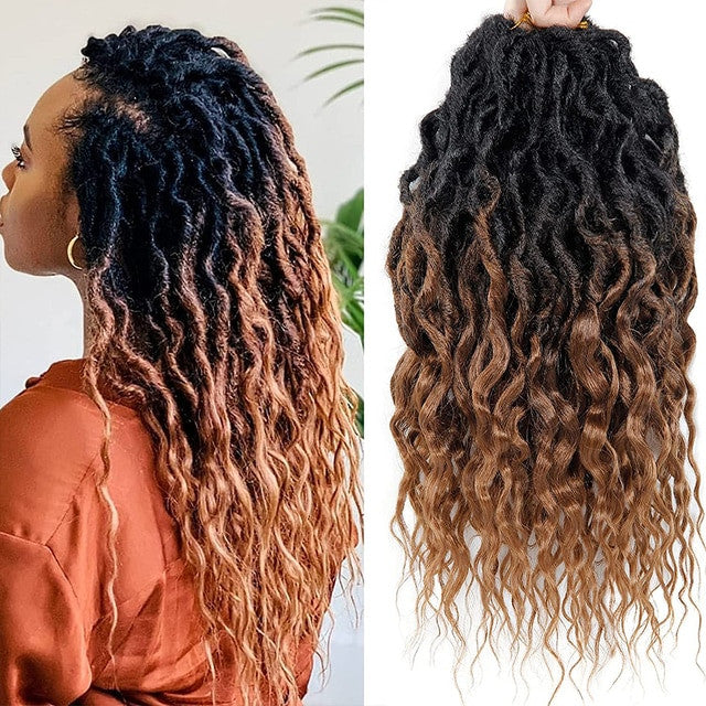Sambraid Faux Locs Crochet Hair Wavy Goddess Locs Crochet Braids Curly
