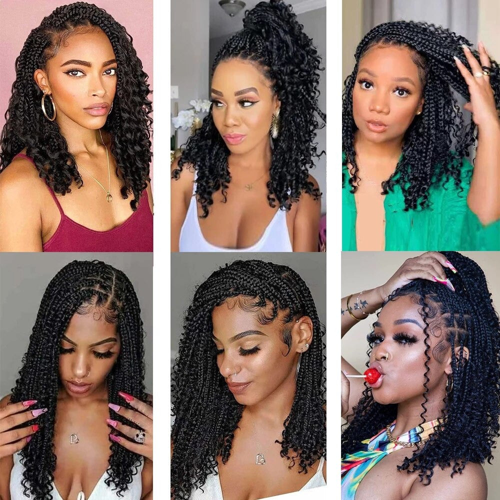 Sambraid Goddess Box Braid Crochet Hair Natural Black Curly End