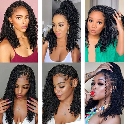 Sambraid Goddess Box Braid Crochet Hair Natural Black Curly End
