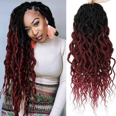 Sambraid Faux Locs Crochet Hair Wavy Goddess Locs Crochet Braids Curly